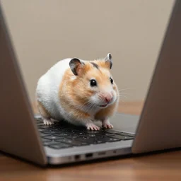 Hamster works on a laptop