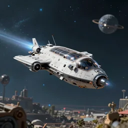 A spaceship flying through a lo-fi environment