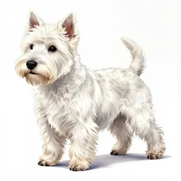 west hightland white terrier, graceful, elegant, an ultrafine detailed illustration by james jean, intricate linework, bright colors, final fantasy, behance contest winner, vanitas, angular, altermodern, unreal engine 5 highly rendered, global illumination, radiant light, detailed and intricate environment