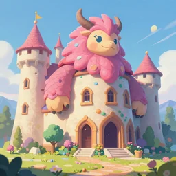 a beautiful  torri, Tavern Castle hyperbeast  dofus color pastel vibrant style fanart by Brock Hofer Jakub Rozalski Photorealistic cinematic volume lighting