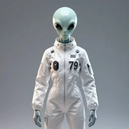 alien ( 1 9 7 9 ) in a white tight biohazard suit, fashion, render, volumetric light, artstation, fine details, digital art, symmetrical