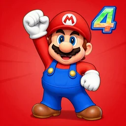 mario party 4 ukiki digital art red background