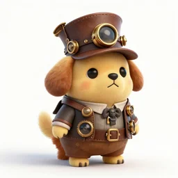 poddle dog dressed with inspirations from steampunk style, high detailed, digital art, trending on artstation, devianart, cgsociety