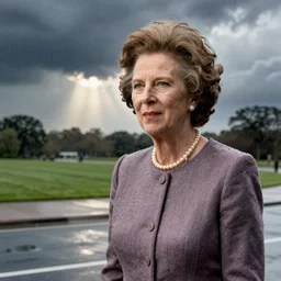 margaret thatcher on a rainy day