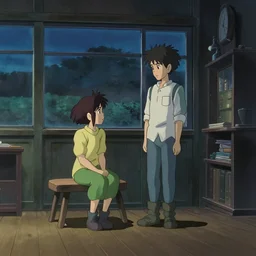 a room at night, keyshot 1 1, by makoto shinkai and studio ghibli, 8 k