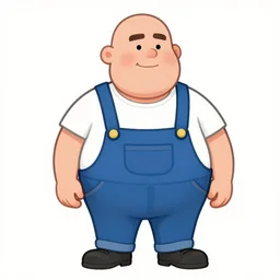 overweight bald english plumber in overalls looking judgmentally into the camera, funny, full frame of graphic novel