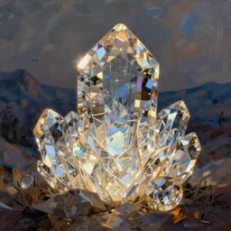 a painterly stylized!! glowing crystal!! by james gilleard