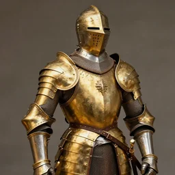 A medieval knight wearing a golden armour, extremely detailed