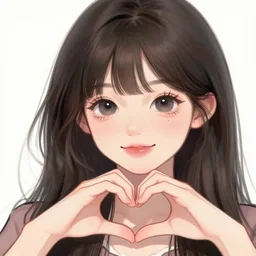 a cute girl making the shape of an heart with her hands, anime visual render. wlop, rossdraws, detailed anime illustration, detailed stylized portrait, details