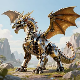 a portrait of a mechanical dragon in a scenic environment by josh nizzi