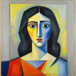 “ brightly coloured cubism portrait ”