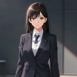 portrait of a young woman in a business suit, dramatic lighting, anime illustration by greg rutkowski, yoji shinkawa, 4 k, digital art, concept art, trending on artstation, アニメ, featured on pixiv