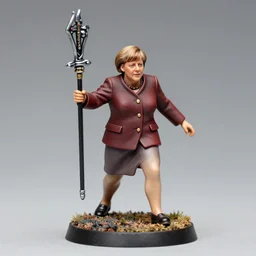 angela merkel as a warhammer miniature. studio lighting. 4 k. detailed photograph.
