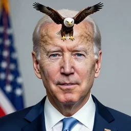 joe biden with an eagle in his forehead
