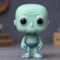 funko pop figure of [ handsome ] squidward, chiseled jaw, sharp features, product photo