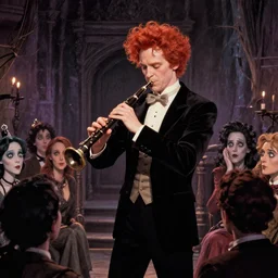 a ginger clarinettist stealing the souls of his audience by Tim Burton