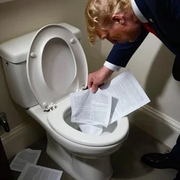 donald trump flushing papers down a white house toilet, security camera footage
