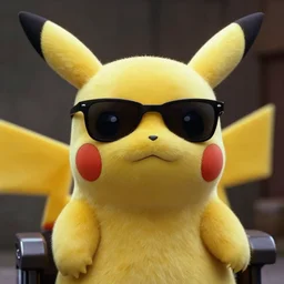 film still frrom the terminator ( 1 9 8 4 ) pikachu as the terrminator face wearirng sunglasses