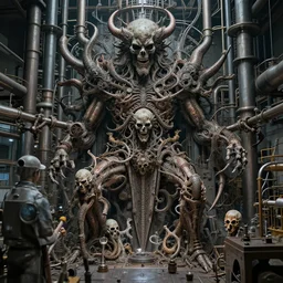 industrial complex of the mass production of the evil souls, detailed, intricate, advanced, 8 k resolution