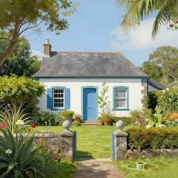 a typical house in a creole garden from reunion island painting by petros afshar, trending on artstation