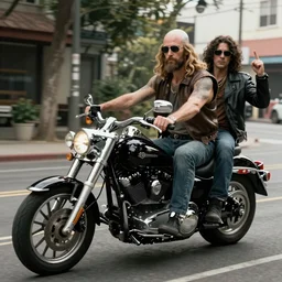bald jesus riding a harley with Sons of Anarchy, 4k