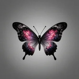 cosmic nebula butterfly by Ed Hardy, tattoo, matte background, horizontal symmetry