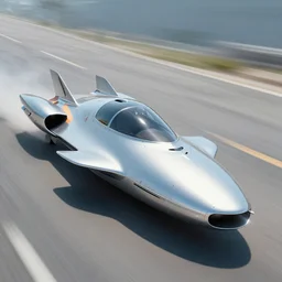 retrofuturistic American jet powered car
