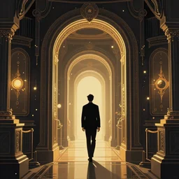 perfect expression, subconscious connects, purified consciousness, regal refined realistic, distinguished, elegant, man sneaking into secret lab, dieselpunk portals, dramatic lighting, maximalist magical artifact, digital illustration, superflat contemporary style, heavy metal, graphic novel, jean giraud, stalenhag, vladimir kush, peter elson,