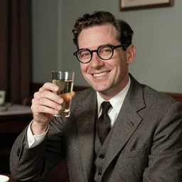 (((((1950s smiling toast wearing glasses . muted colors.))))) by Jean-Baptiste Monge !!!!!!!!!!!!!!!!!!!!!!!!!!!