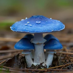 photo of a blue mushroom