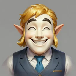 portrait of disney happy mask salesman from zelda, intricate, elegant, highly detailed, my rendition, digital painting, artstation, concept art, smooth, sharp focus, illustration, art by artgerm and greg rutkowski and alphonse mucha and uang guangjian and gil elvgren and sachin teng and wlop, symmetry!!