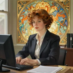 Office worker portrait by Art nouveau, artgerm