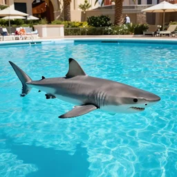 great white shark swimming in las vegas hotel pool
