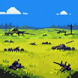 stalingrad battlefield, pixel art, contrast colours, symmetrical pixels
