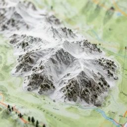 topview mountain map alps, miniature photography closeup, h0, 1:87, mountains, rocks, highly detailed, satellite image, game map, anno 1404, civilization, by tim hildebrandt, by rhads, megascans texture
