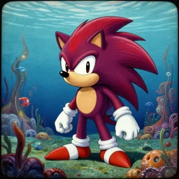 a scientific illustration of an extinct sonic the hedgehog in the cambrian period ocean, wetplate, kodak portra, 6 0 0 million years bce