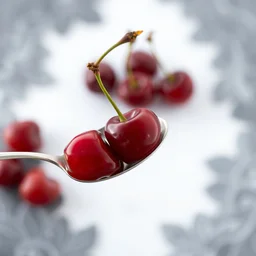 one cherry on a spoon