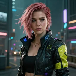 Anya Taylor-Joy I'm cyberpunk 2077 unreal engine 5 4k volumetric lighting hyperdetailed photorealism HDR