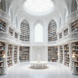 symmetry!!, interior view, magical white futuristic elven library, expansive grand scale, with ornate detail carved in mahogany timber, next to a waterfall, plants, greenery, white flowers, hanging vines, candles, glowing sprites, fibonacci composition, photorealistic, 8 k, god rays, highly detailed, octane render, unreal engine