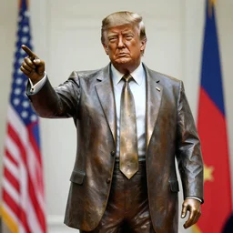 a 4 k photorealistic photo medium shot of a bronze statue of donald trump.