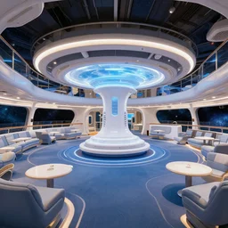 the main entertainment area onboard a large passenger cruise spaceship, from a space themed serria point and click 2 d graphic adventure game, art by space quest ii