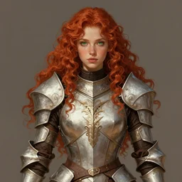 ranger, light armor!!! long curly red hair!! covered chest!!! green eyes, fantasy, d & d, intricate ornate details, digital painting, pretty face!!, symmetry, concept art, sharp focus, illustration, art by artgerm! greg rutkowski magali villeneuve wlop! ilya kuvshinov!!, octane render