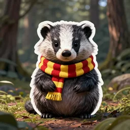 cute badger in hufflepuff scarf sticker