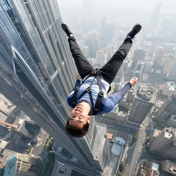 a selfie taken while falling off a skyscraper