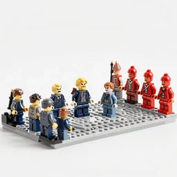 the russian revolution in lego, with lenin and trotsky and the red guard