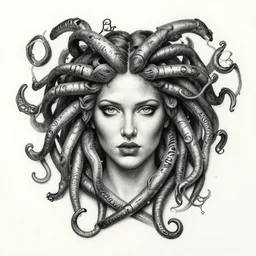 portrait of the gorgon medusa, drawing, highly detailed, - h 7 0 4, upscaled