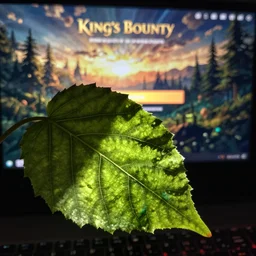 a close - up leaf, in concept art of main menu loading screen background. for russian mmorpg king's bounty. by a freelance artist, artstation, behance