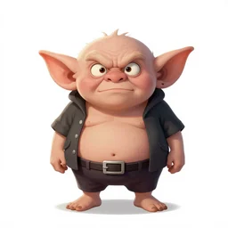full body illustration by supercell of the world's stupidest goblin, white background