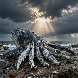 massive kraken washed ashore in south africa.