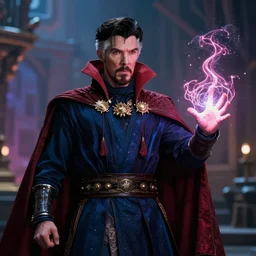film still of richard simmoms as dr strange using magic in multiverse of madness, 8 k